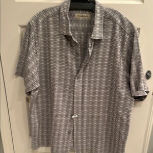 Tommy Bahama Gray and White Striped Shirt